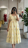 Celebrate this joy of dressing in the best way  Here presenting you a beautiful and comfortable maxi for the upcoming season with beautiful Flowers All Over  And Beautiful Neckline and Slevees Pattern