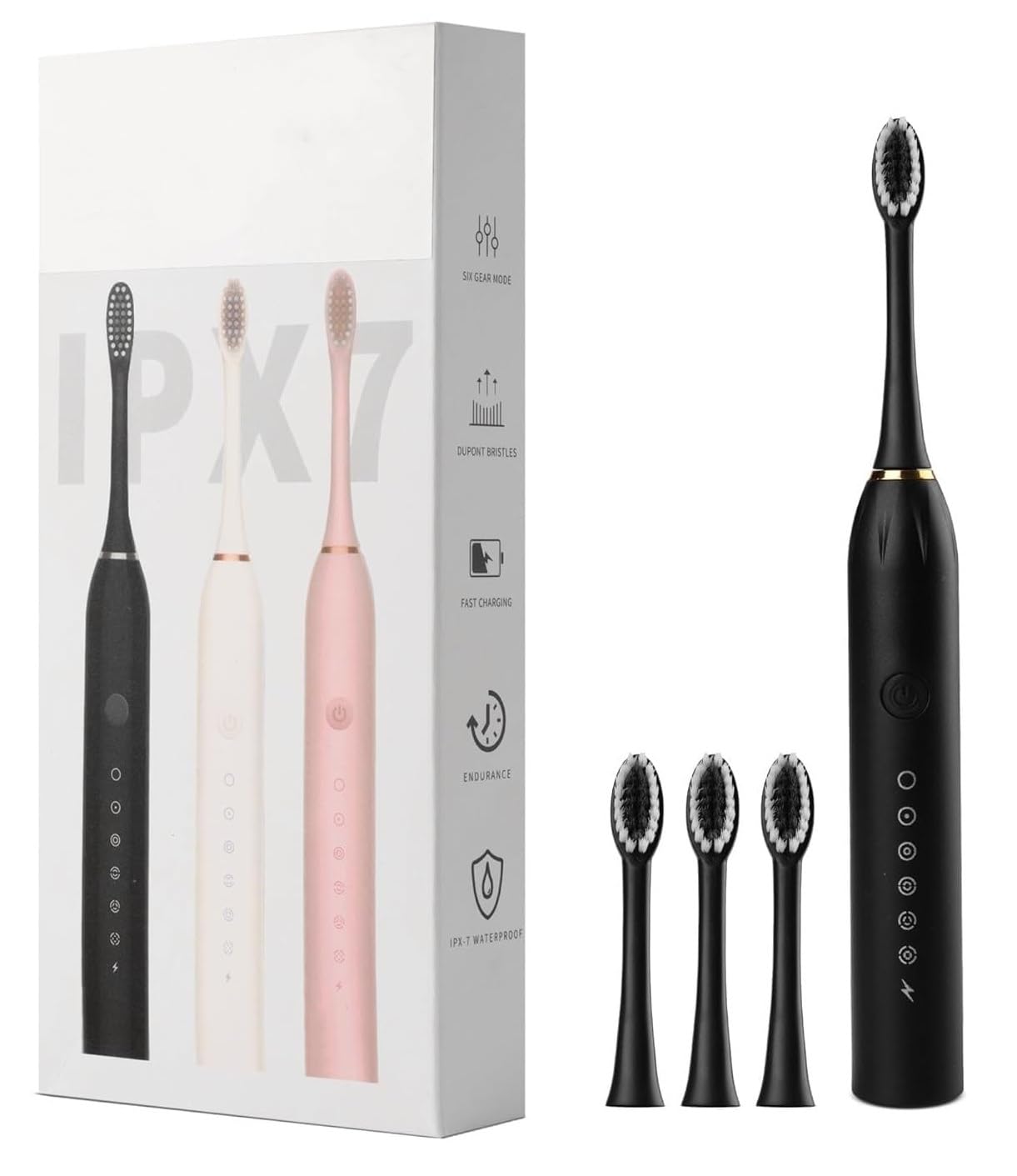 Sonic Electric Tooth Brush For Adults With 5 Modes, 4 Brush Heads & Rechargeable | Ultrasonic Tooth Brush IPX7 Waterproof Cleaning Toothbrushes Adults (Multicolor, Standard,