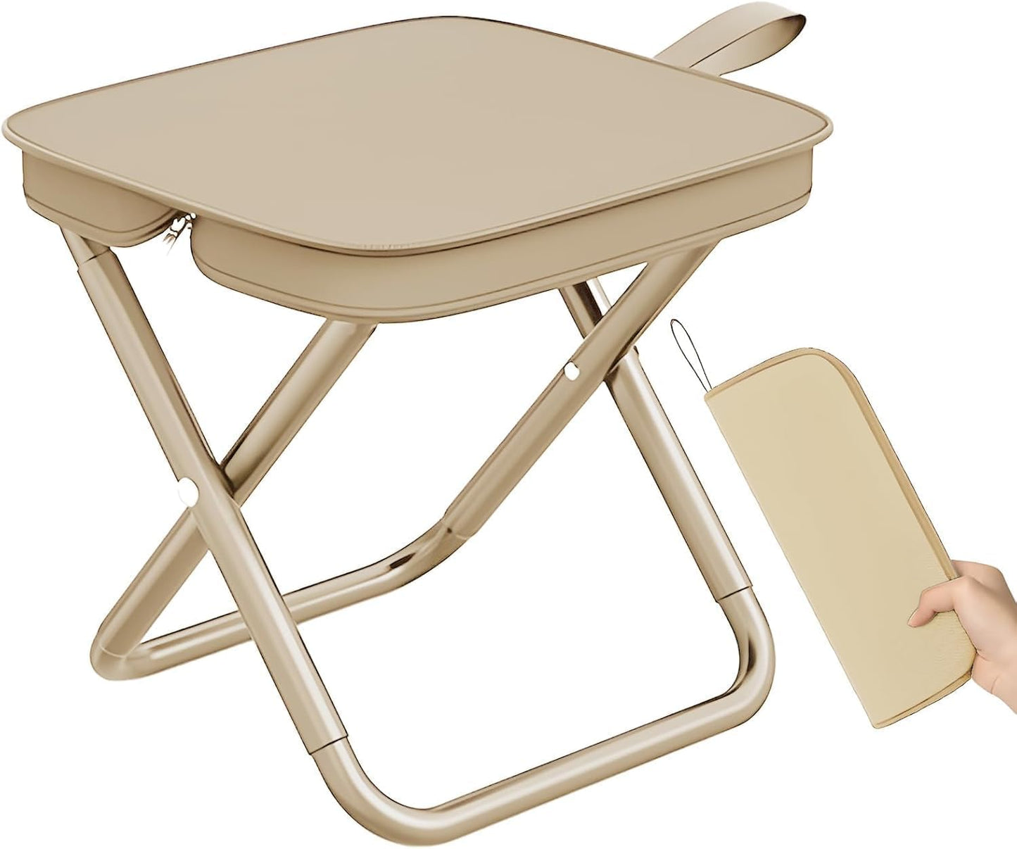 1 pcs Handbag Folding Stool, Zipper Bag Foldable Camping Chairs, Picnic Lightweight Folding Stool, Stability & Comfort Portable Camp Chairs for Beach, Backpacking