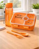 Lunch Box Combo with Bottle | 4 Section Tiffin Box Boy and Girl Leakproof | Kids School Office Lunch Container Set with Water Bottle