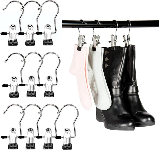 Heavy Duty Hanging Hooks Clips,New Boot Hangers for Closet, Laundry Hooks Hanging Clips Clothes Pins, Hat Pants Towel Clips Organizer for Home and Travel, Durable Hook Clips for Clothes