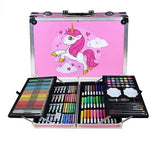 145 Pieces Art Set for Kids. 145 Pcs Color Set. Unicorn Painting Box. Drawing Colour Pencils, Oil Pastel, Watercolours, Sketches, Crayons & Paint Brush. Vanity Color Box for School Project. Pink