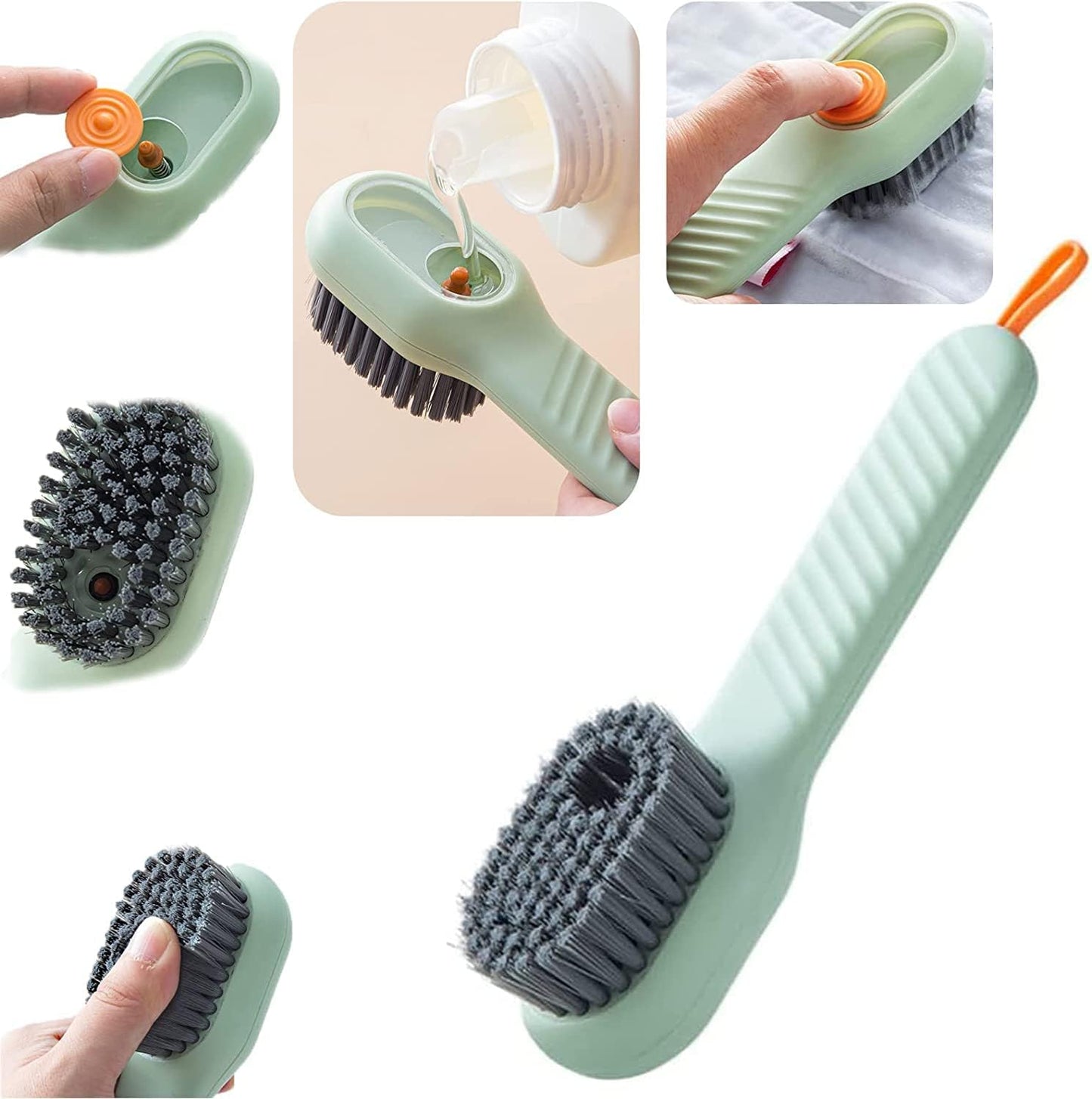 2 in 1 Brush Soap Dispensing Cleaning Brush with Handle Scrubbing Reusable Washing Shoe Brush for Shoes Clothes Cleaning