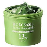 Holy Basil Bubble Deep Mask 90g – Korean Clay Fizzing Wash-Off Pack with Carbonated Water for Pore Cleansing, Blackhead Removal & Deep Skin Purification for Unisex