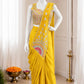 Get festive ready in our new Trending Stylish Ready to Wear Saree set  With Embroidery Work detailing.