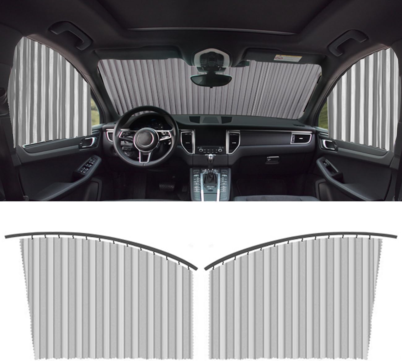 TEKCOOL 4pcs Universal Fit Magnetic Car Side Window Curtains, Foldable Car Window Privacy Curtains Sunshade Side Magnet Pleated Car Window Curtain - Removable - Keeps Cooler Screen for Baby (Grey)'