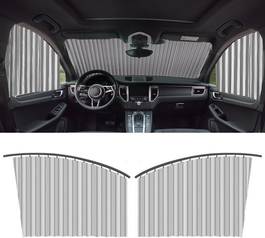 TEKCOOL 4pcs Universal Fit Magnetic Car Side Window Curtains, Foldable Car Window Privacy Curtains Sunshade Side Magnet Pleated Car Window Curtain - Removable - Keeps Cooler Screen for Baby (Grey)'