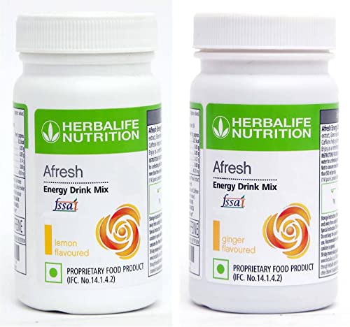 HERBALIFE Afresh Energy Drink Mix - Lemon & Ginger Flavor Combo Pack Of 2 PCS With Green Tea Extracts For Fat Loss Combo (100 Gram)