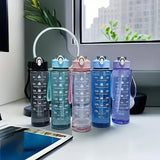 Transparent Motivational Water Bottle 900ML with Time Marker, Leakproof BPA Free Sipper Bottle for Gym, Office, School & Outdoor Use