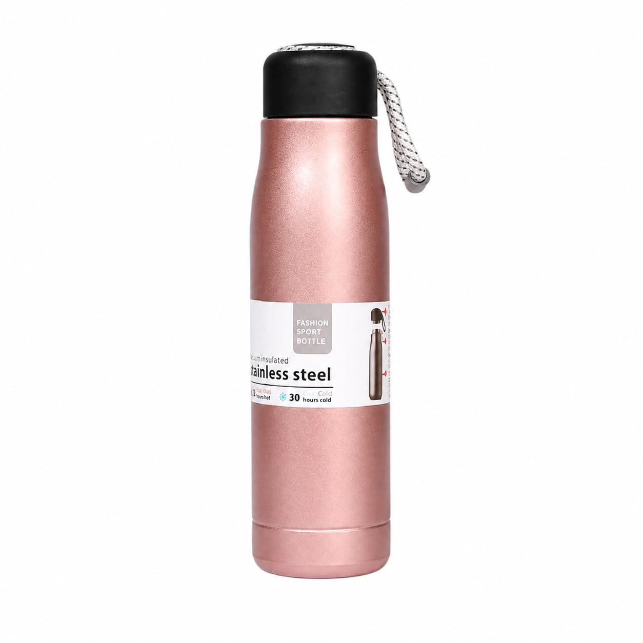 Stainless Steel Vacuum Insulated Water Bottle, 550ml, Pink, Leak Proof, Hot & Cold Flask for Gym, Travel, Office
