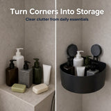 Premium Black Corner Shelf with Powerful Suction Grip