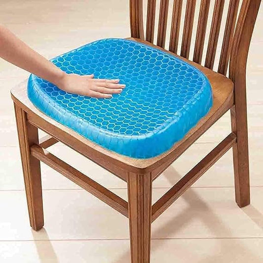 B W Egg-Seater Gel Honeycomb Seat Cushion, Ergonomic Orthopedic Support, Blue Cooling Pad with Non-Slip Cover for Office Chair, Car, Wheelchair.