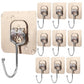 Pack of 10 Self Adhesive Large Hooks for Wall, Nail Free Stainless Big Hooks for Wall Without Drilling | Reusable & Transparent wall Hooks for Hanging Strong 5kg | Heavy Duty Wall Hooks