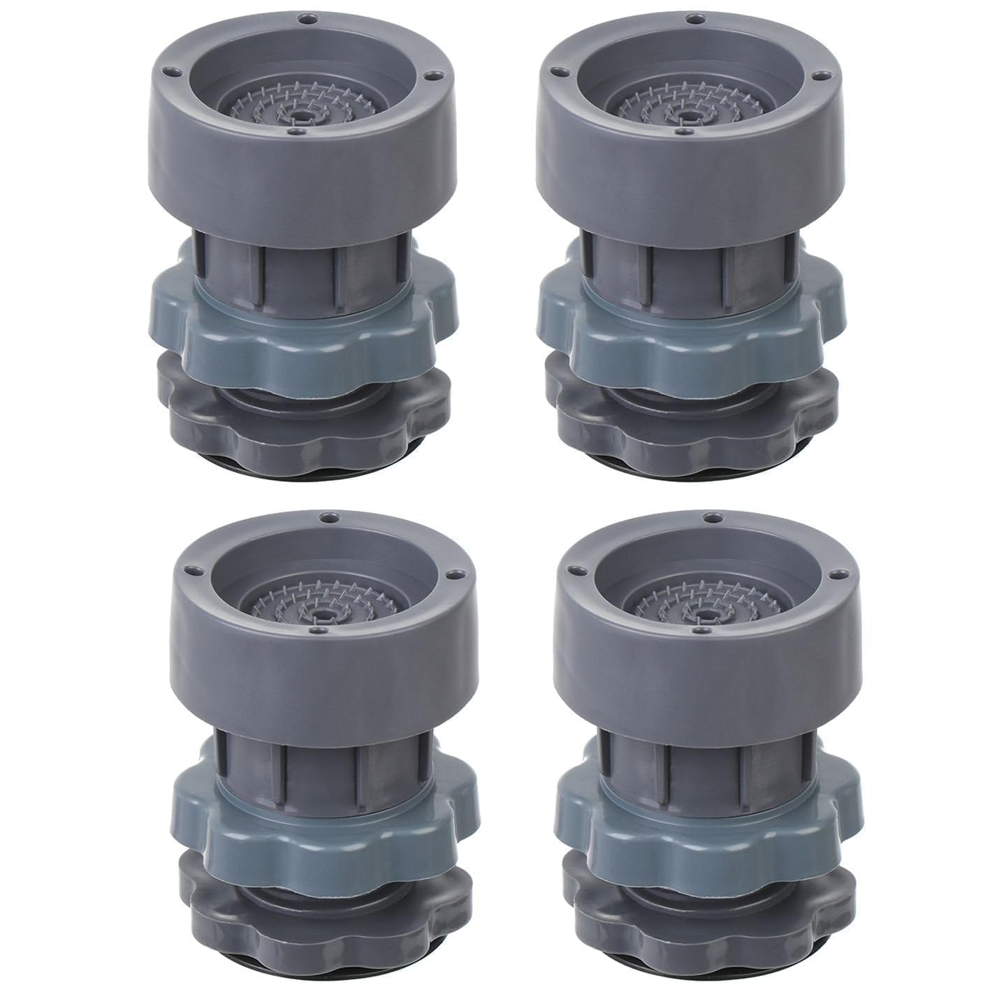 Furniture Leg Risers, Heavy Duty Gray Plastic Adjustable Bed Lifts, Set of 4 Stackable Elevators for Tables and Chairs Whit Anti Vibration Pads for Washing Machine Stand Foot