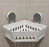 Bathroom Corner Shelf Wall Mounted | No Drill Suction Cup Shower Rack | Plastic Waterproof Corner Storage Organizer for Bathroom & Kitchen