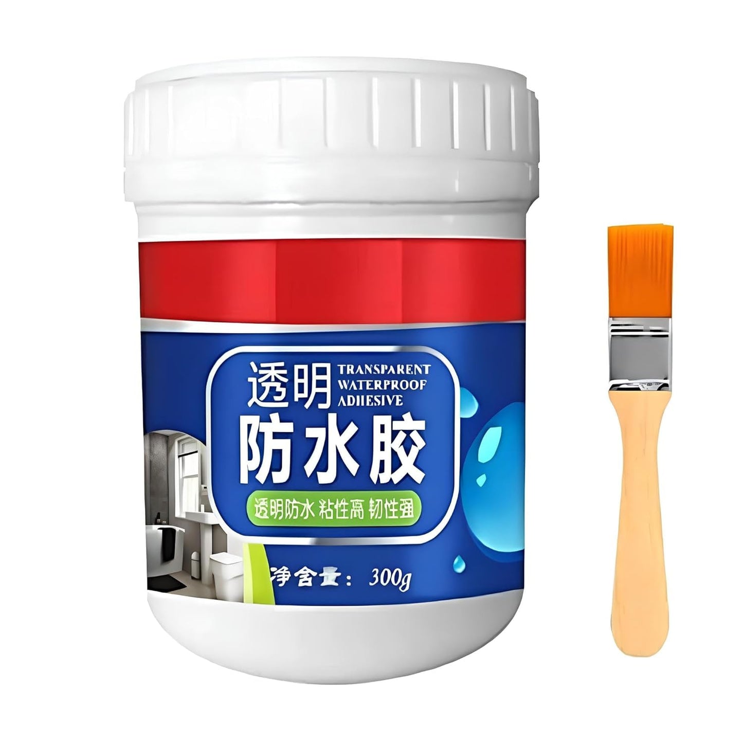 Waterproof Transparent Glue with Brush | Anti-Leakage Agent Coating| Invisible Crack Sealant Super Strong Gel Adhesive for Roof, Bathroom Wall, Window, Tile & mildew (300 gm, WaterProof Glue)