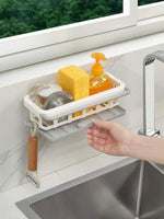 Two Tone Hanging Drain Rack | Retractable Storage Rack | Sponge Drain Tray | Kitchen/Bathroom Sink Tray with Drying Basket | Kitchen Storage Organizer Multicolor Pack of 1