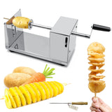 Stainless Steel Potato Slicer Cutter Machine Twister Curly Spiral French Fry Tornado Manual Stainless Steel Twisted Potato Slicer Spiral Vegetable Cutter French Fry 6 x 5.5 x 11.3 inches