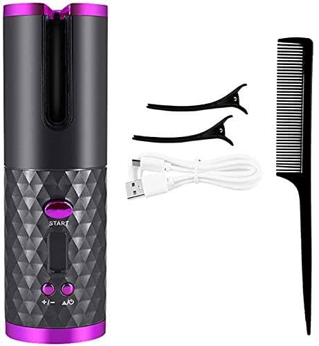 Avenn USB Rechargeable Automatic Wireless Electric Hair Curler, Cordless Auto Curler with L/R Rotating, 6 Temperature Settings 150°C-200°C, Multicolor