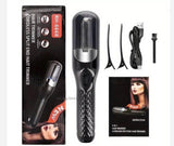 Cordless Split End Hair Trimmer Machine | Rechargeable Electric Split Ends Remover Tool for Dry, Damaged, Curly, Frizzy Hair | 2-in-1 Automatic Split End Cutter for Men & Women, Black