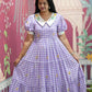 These beautiful Maxi's are just so adorable Chic and comfortable for this summer season classic Chex print in Soft Cotton Fabric with beautiful floral details  playful sleeves unique neckline's