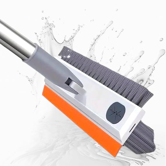 ONEFLESH 3 in 1 Bathroom Cleaner Brush Long Handle Floor Brush with Wiper for Home Cleaning, Bathroom Tiles Cleaning Brush, 180° Rotate Bathroom Brush for Heavy Duty_(AR)