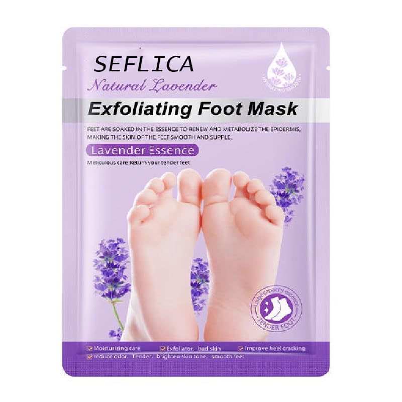 Foot Peeling Mask (1 Pair), Korean Peeling & Exfoliating | Deep Exfoliation with Glycolic Acid, Removes Dead Skin, Cruelty-Free, Foot Peel Off Mask (1 Pair Foots Masks - Lavender)