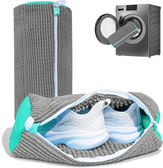 Glivary Shoe washing machine bag, Laundry shoe pouch for washer and dryer, Reusable and Durable Zipper Plush Washing Machine Bag for Sneakers, Delicates and Toys