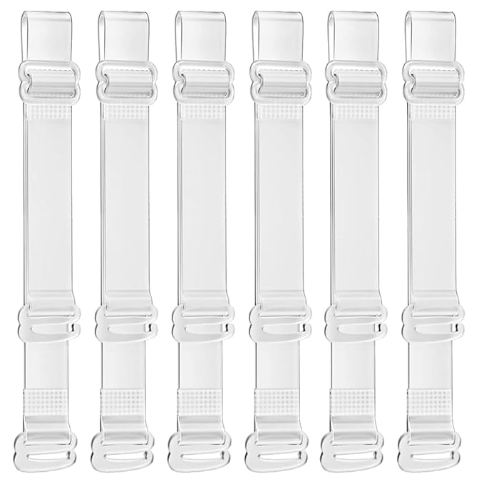 GLAMORAS Women PU Material Invisible Clear Bra Strap Non-Slip Adjustable Bra Strap Soft Transparent Shoulder Strap