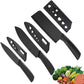 Klick n shop Stainless Steel Kitchen Knife Set – 3 Piece Chef, Utility & Paring Knives with Blade Cover | Sharp Vegetable, Fruit & Meat Cutting Knives with Ergonomic Handle (Black)