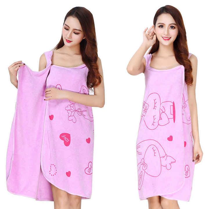 HSR Collection Wearable Bathrobe for Girls & Women, Bath Robe Towel for Women, Quick Dry Dress Towel for Ladies - (80 x 130 cm, 1 Piece) (Purple)