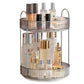 360° Rotating Makeup Organizer Box - Cosmetic Storage with Drawers, Plastic Makeup Holder Stand for Dressing Table, Lipsticks, Nail Polishes & Accessories (Light Gray, 2 Layer)