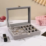 NVF Jewellery Box for Women | Velvet Clear Lid Jewelry Organizer | Ring Earring Bracelets Jewelry Storage Case | Rings Storage Clear Acrylic Jewellery Box Earring Holder
