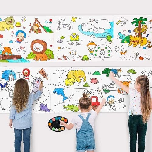Vaidyansh Drawing Colouring Roll sheet for Kids Fun Large poster Graffiti Art 30cms x 350cms 11 Feet Extra Long Paper Kid Coloring scoll Colour using Pencil Crayons Made in India