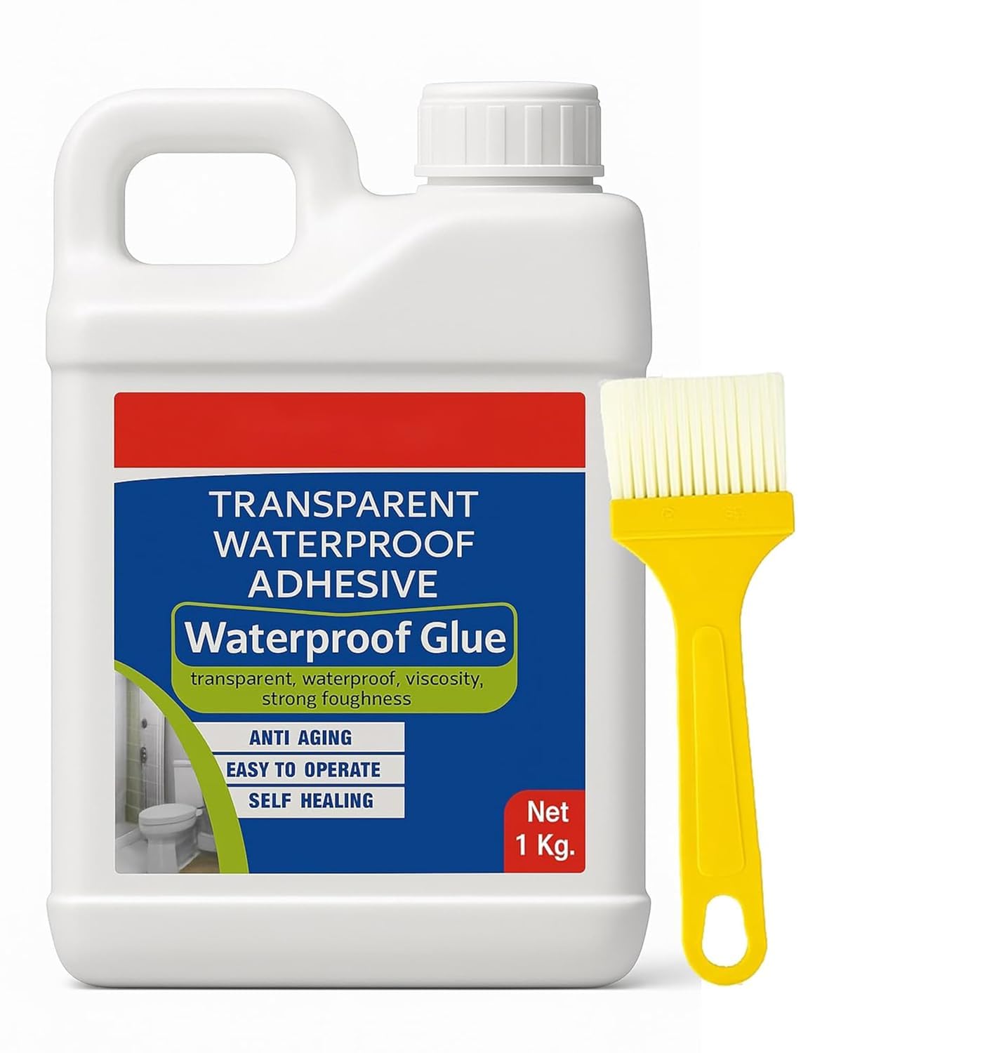 Transparent Waterproofing Glue with Brush for Roof Leakage, Crack Seal Water Leakage Solution Indoor Outdoor, Waterproof Adhesive Sealant for Bathroom Pipe Wall Tile Surface Window
