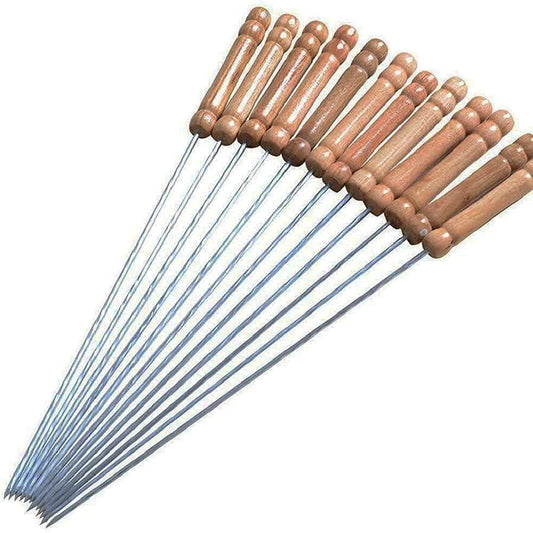 Barbecue Skewers – Pack of 12 Stainless Steel Tandoor Sticks | 13-Inch Strong Steel-Coated Grill Sticks for BBQ, Kebabs, and Grilling