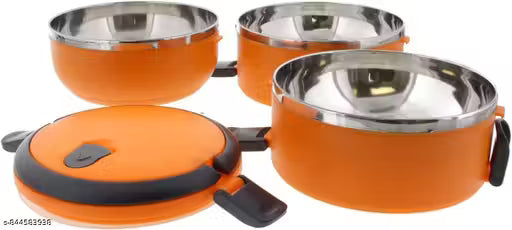 3 Layer Lunch Box with Lock -Orange
