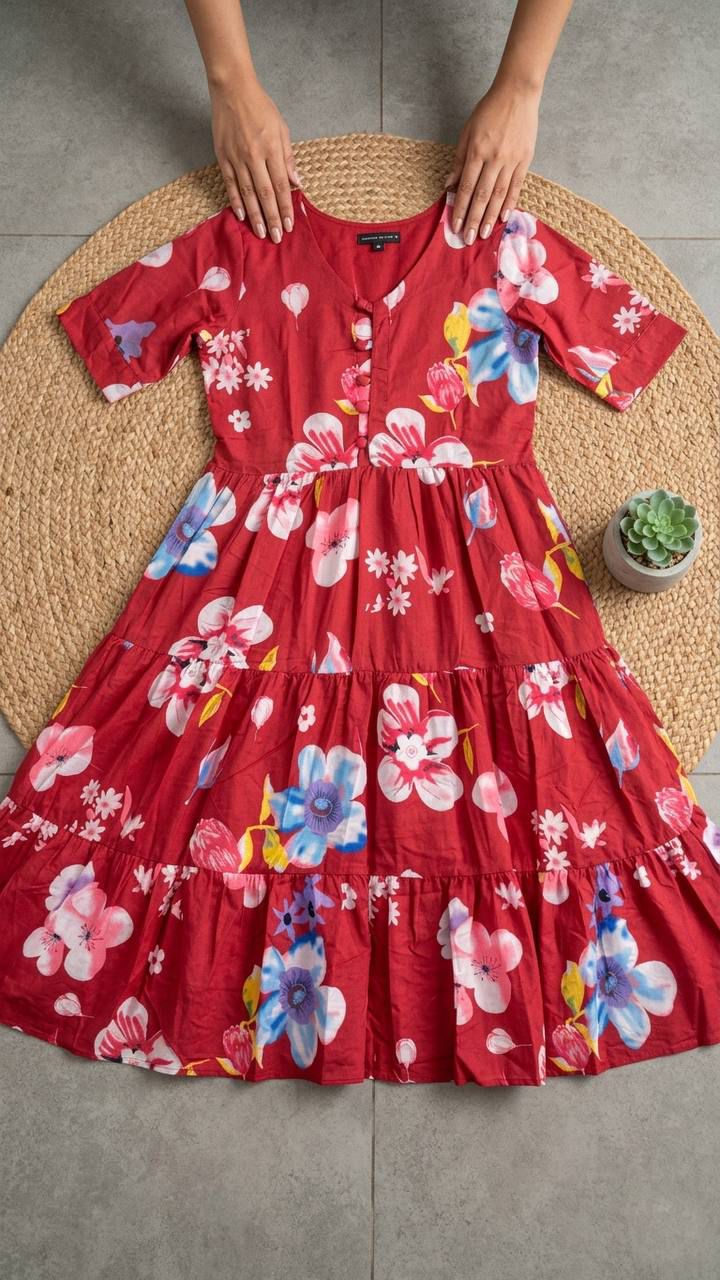 Ntroducing our latest  essential: the  Floral Dress. Crafted for comfort, this easy-breezy dress features a delightful  floral print. With a charming back knot detail and playful frill at the bottom, it’s perfect for sunny days