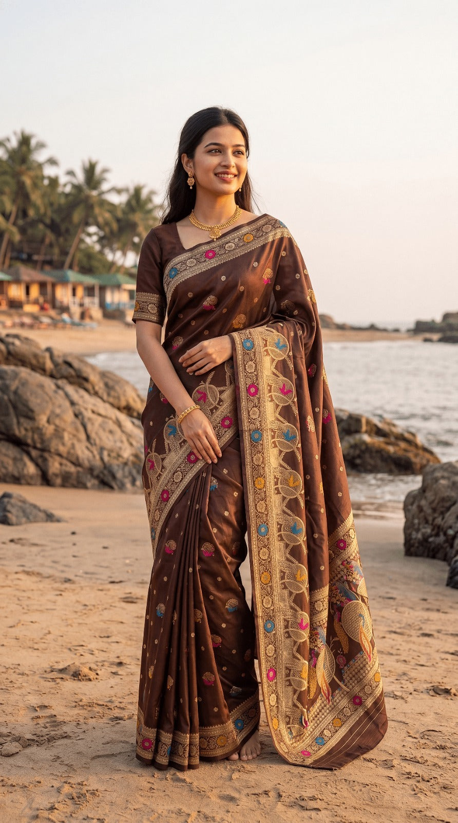 VALLABHADHISH SAREE     CATELOG NO.: DD-074   Fabric: Banarasi Soft Silk Saree With Meenakari Work