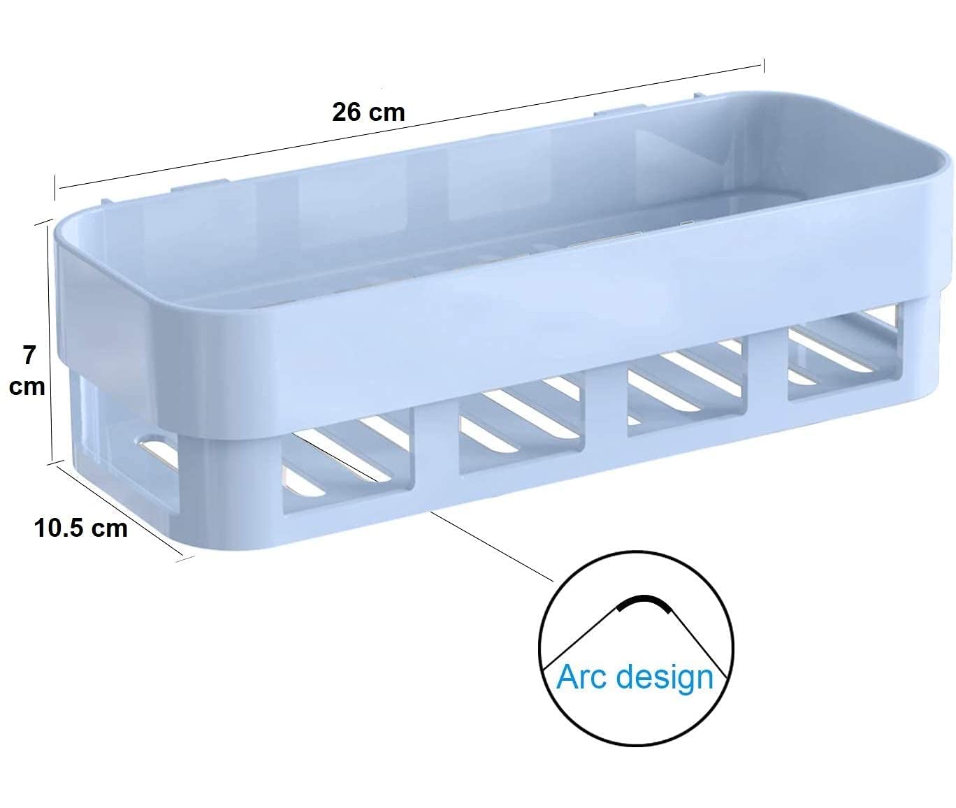 Plastic Self Adhesive Bathroom Shelf, Bathroom Organizer Shelf, Wall Mount Bathroom Accessories, Multipurpose Wall Holder Bathroom Storage Rack Box (Pack of 1) (Black)
