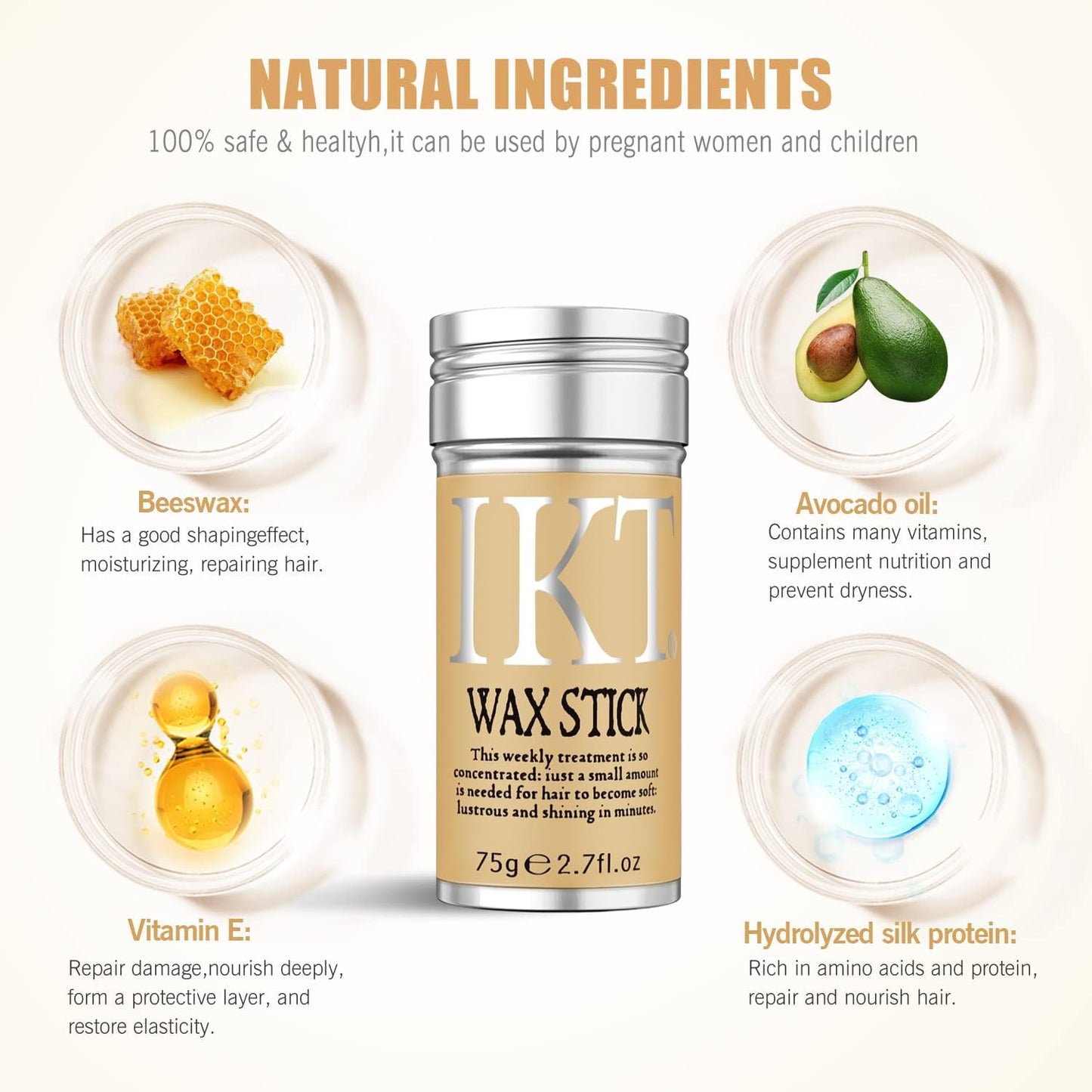 IKT Hair Wax Stick | The Headliner | Hair Styling Wax | Fly Away Hair Fixer | No Residue | Wax Stick For Women 75g/2.7fl Visit the IKT Store