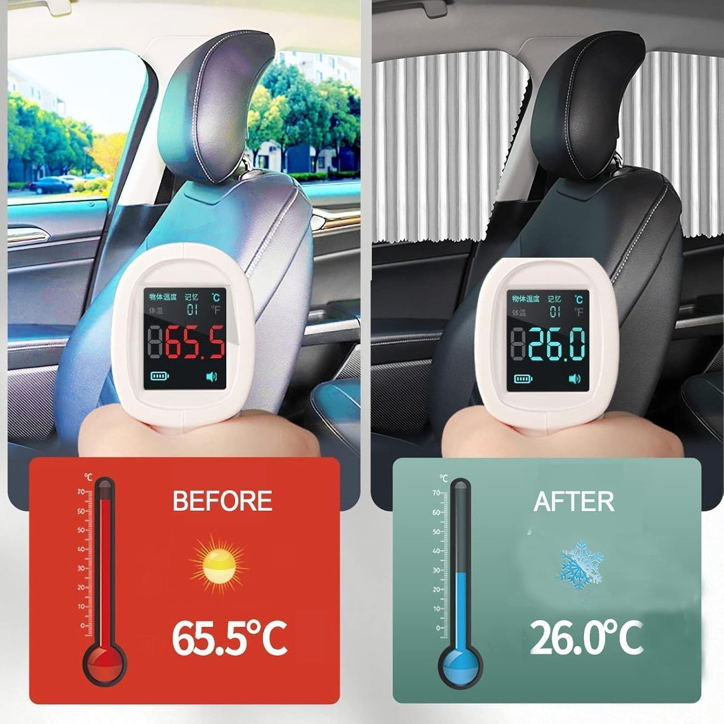TEKCOOL 4pcs Universal Fit Magnetic Car Side Window Curtains, Foldable Car Window Privacy Curtains Sunshade Side Magnet Pleated Car Window Curtain - Removable - Keeps Cooler Screen for Baby (Grey)'