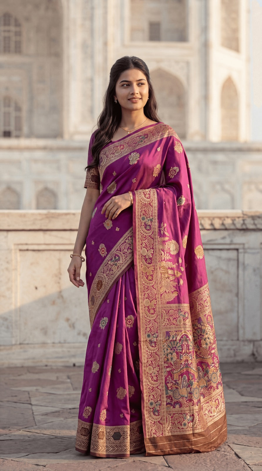 VALLABHADHISH SAREE  CATELOG NO.: DD-075   Fabric: Banarasi Soft Silk Saree With Meenakari Work