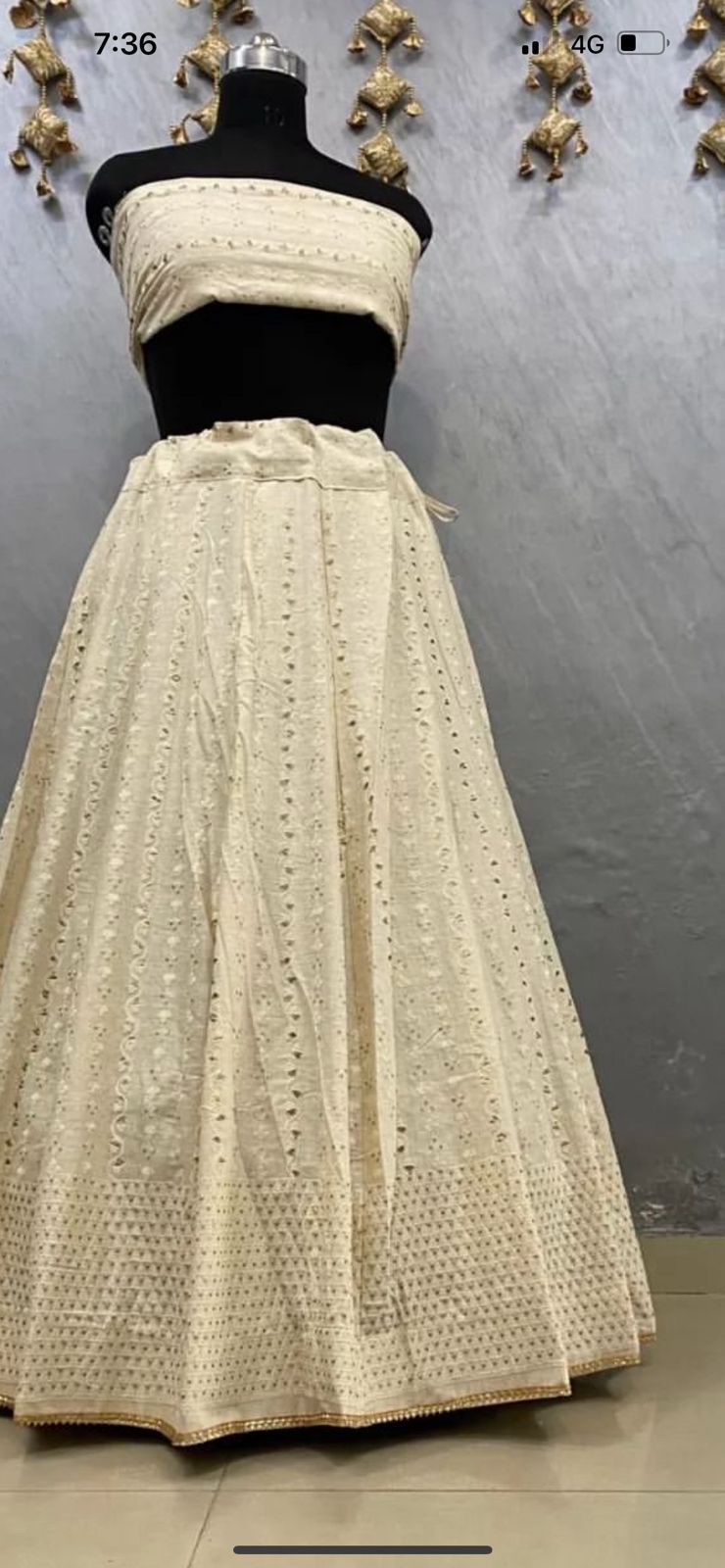 LUKHNAVI COTTON SKIRT   Lehnga :: lukhnovi cotton dyeable fabric with sequnce work in whole lehnga with string with canvas with lining