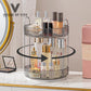 360° Rotating Makeup Organizer Box - Cosmetic Storage with Drawers, Plastic Makeup Holder Stand for Dressing Table, Lipsticks, Nail Polishes & Accessories (Light Gray, 2 Layer)