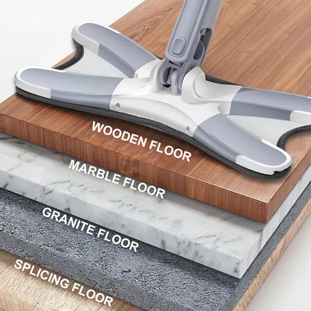 STELLIX Mop Pocha for Floor Cleaning|X-Shape 360� Mop with Flexible Head, Ideal for Wet & Dry Cleaning for Any Surface | Super-Absorbent Pads