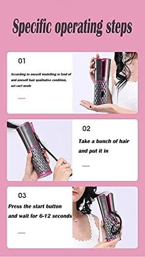 Avenn USB Rechargeable Automatic Wireless Electric Hair Curler, Cordless Auto Curler with L/R Rotating, 6 Temperature Settings 150°C-200°C, Multicolor