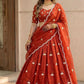 mul chanderi fabric   Lehnga :: mul chanderi fabric with zari &  thread &  sequnce work in lehnga with string with canvas with lining