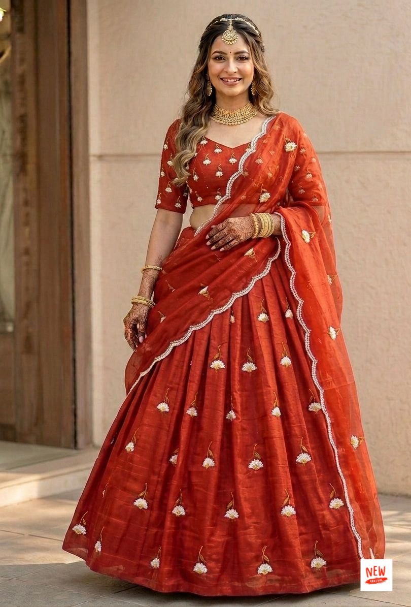 mul chanderi fabric   Lehnga :: mul chanderi fabric with zari &  thread &  sequnce work in lehnga with string with canvas with lining