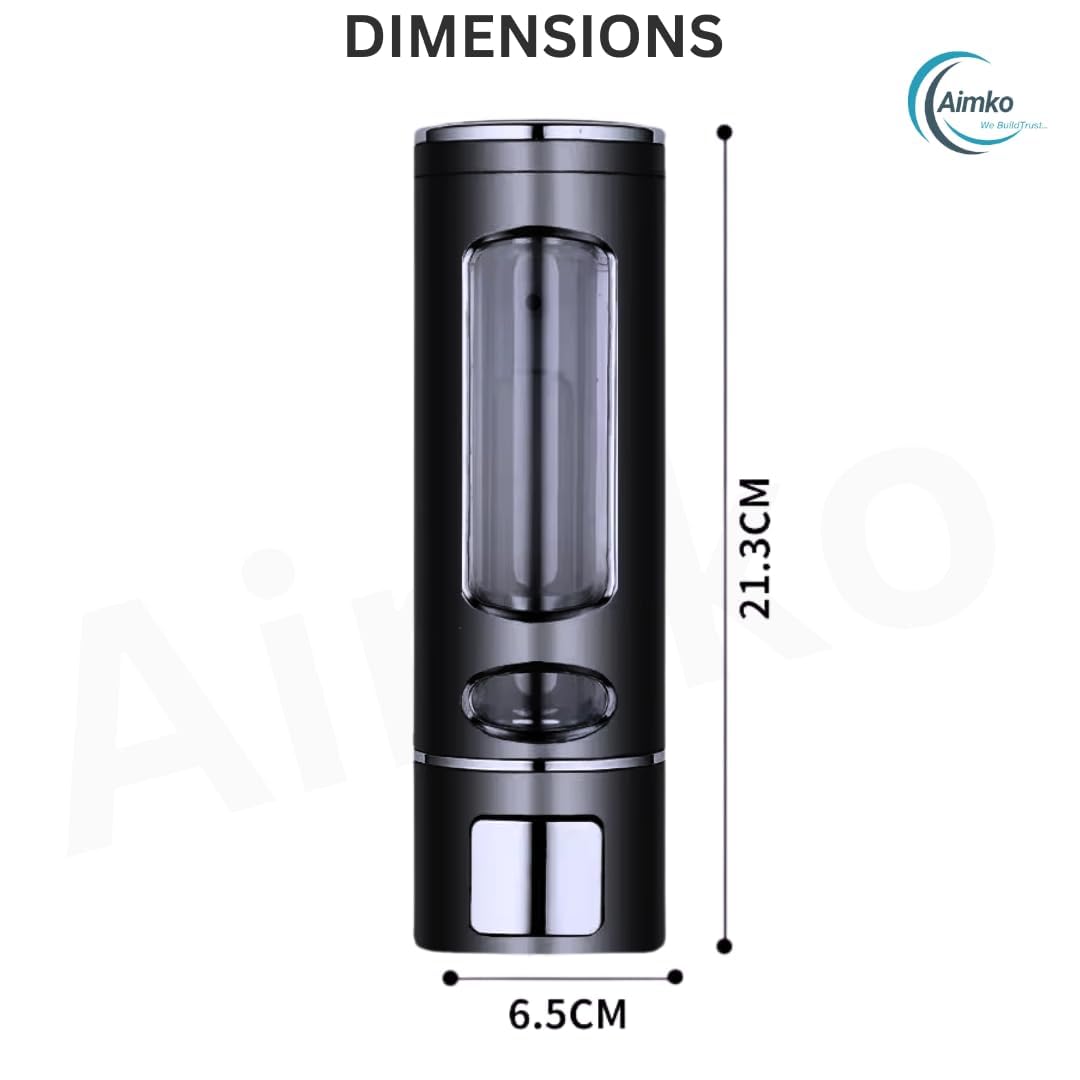 400 ML Wall Mounted Soap Dispenser | ABS Material with Transparent Liquid Indicator, Ideal Hand Wash Dispenser Bottles | Ideal for Wash Basin or Kitchen Sink | Home | Office (Black)